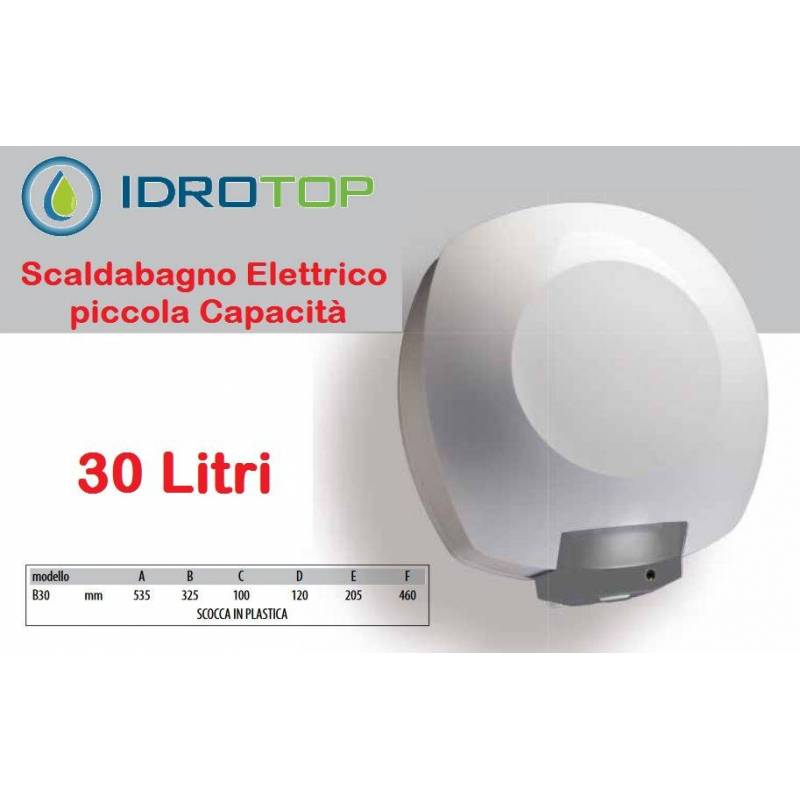 Scaldabagno Elettrico B 30 LT Serie Capri con Valvola e Termostato di Sicurezza
