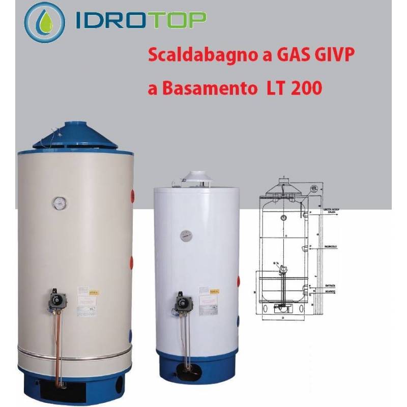  Scaldabagno GAS GIVP LT200 a Basamento Uso Industriale Anodo in Magnesio