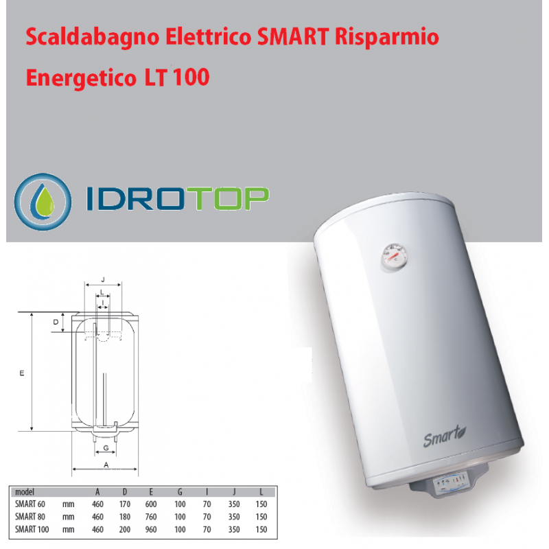 Scaldabagno LT100 Elettrico SMART Risparmio Energetico 5Anni Garanzia