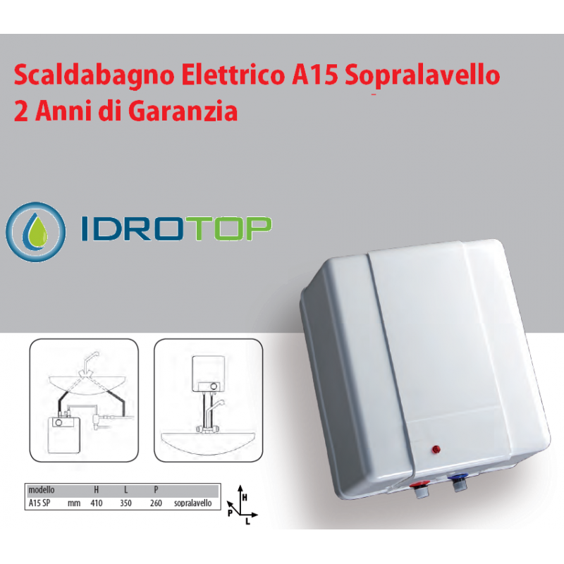 Scaldabagno Elettrico A12/A15 SP 12 o 15 litri SOPRALAVELLO
