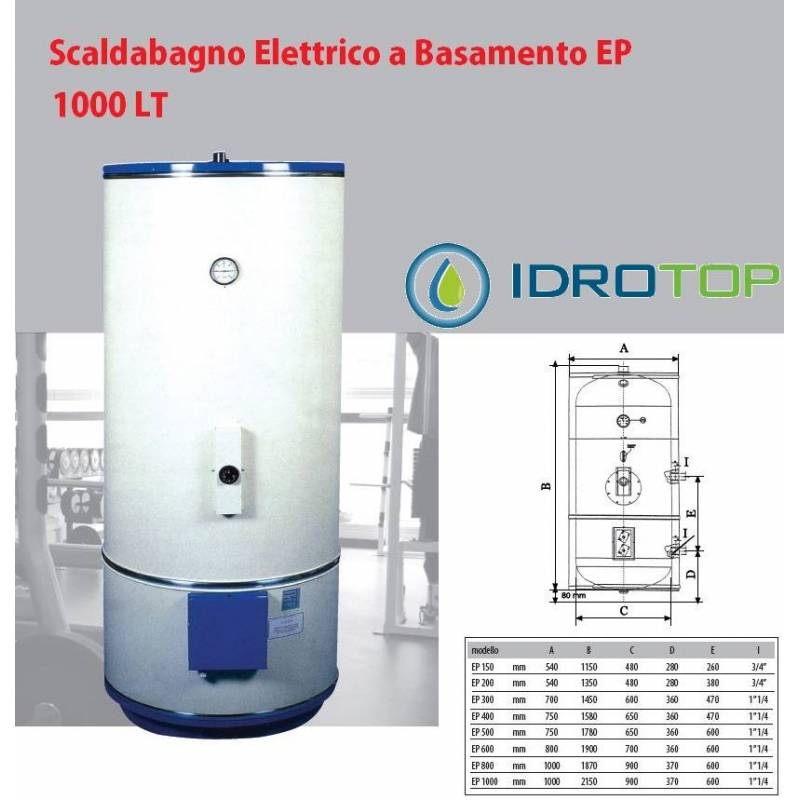 Scaldabagno Elettrico 1000LT mod. EP a Basamento con Piedi Industriale