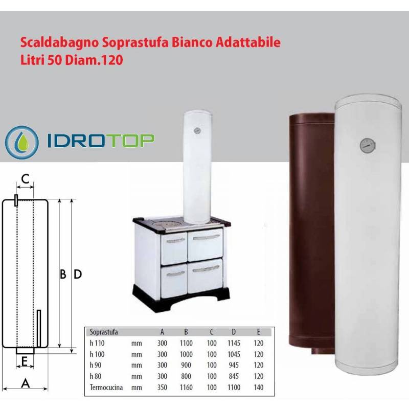 Scaldabagno Soprastufa 50LT Diam120 Bianco Adattabile