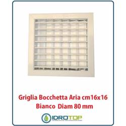 Griglia Bocchetta 16x16cm Diam. 80mm Bianco con Adattatore per Camino