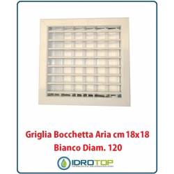 Griglia Bocchetta 18x18cm Diam. 120mm Bianco con Adattatore per Camino