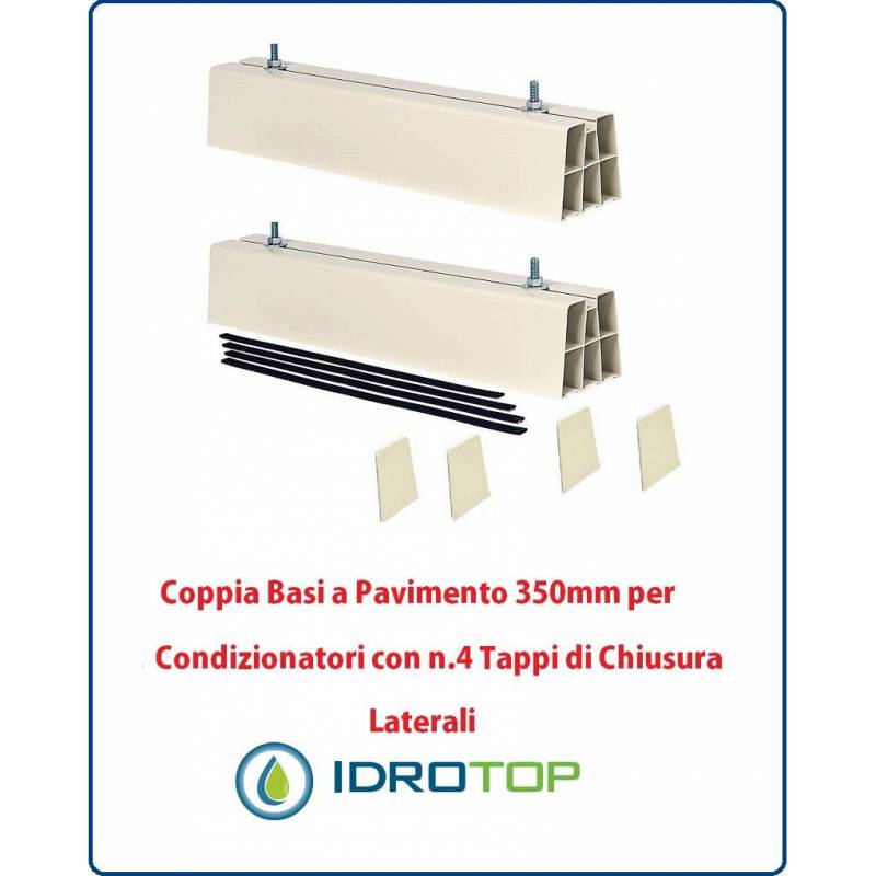 Coppia Basi a Pavimento 350mm per Condizionatori con n.4 Tappi di Chiusura Laterali