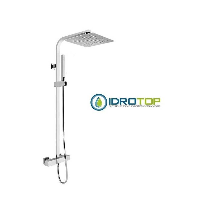 Colonna Doccia con Soffione 20x20cm Inox e Doccetta Flat SQUARE Cromata Ponsi 
