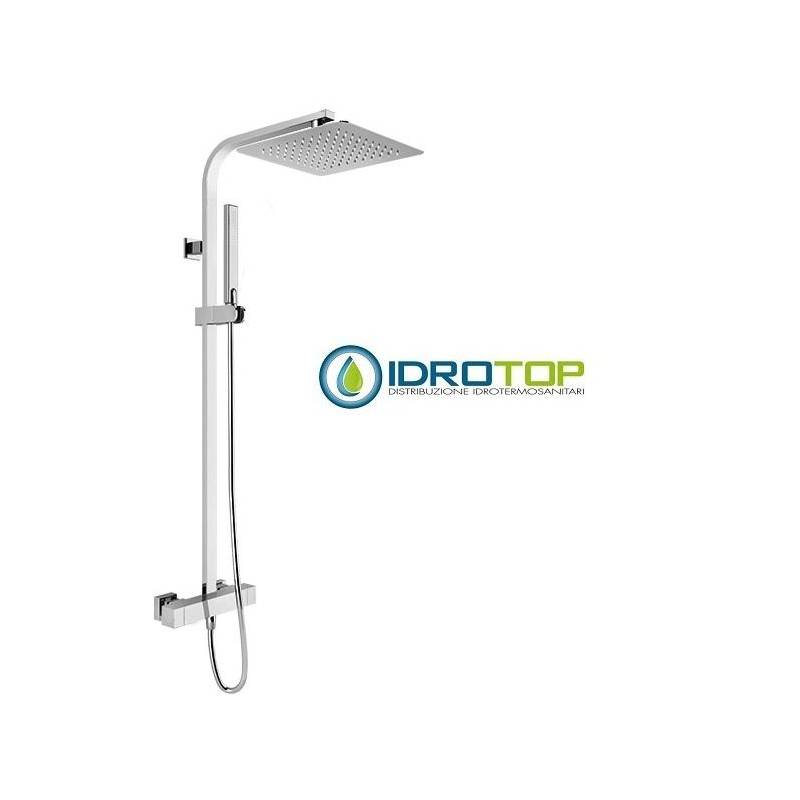 Colonna Doccia con Soffione 30x30cm Inox e Doccetta Flat SQUARE Cromata Ponsi 