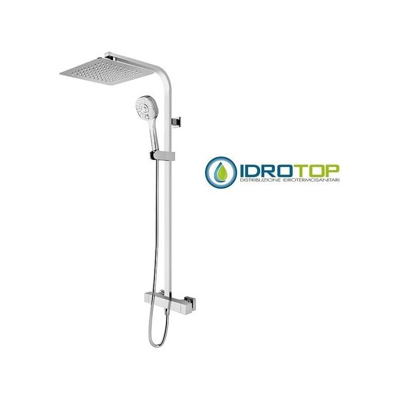 Colonna Doccia con Soffione 20x20cm Inox e Doccetta SQUARE Cromata Ponsi 