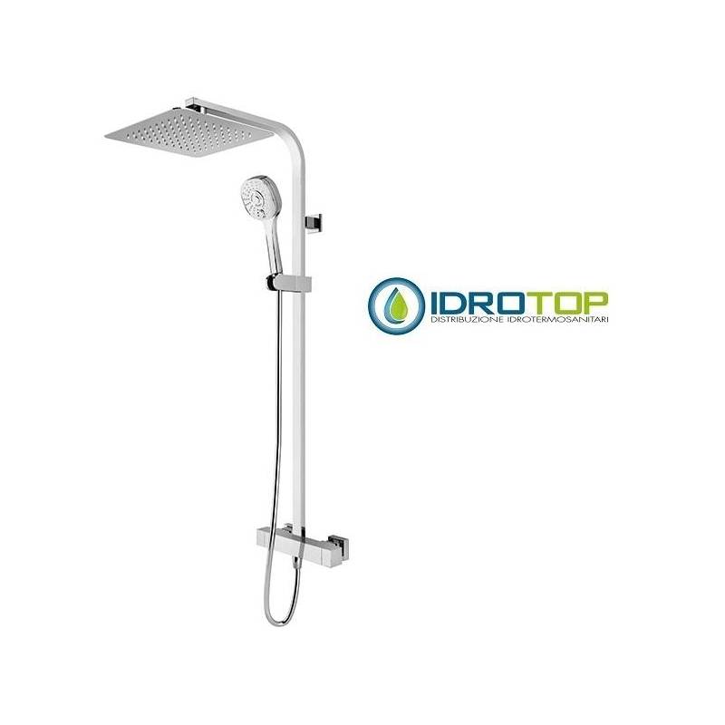 Colonna Doccia con Soffione 30x30cm Inox e Doccetta SQUARE Cromata Ponsi 