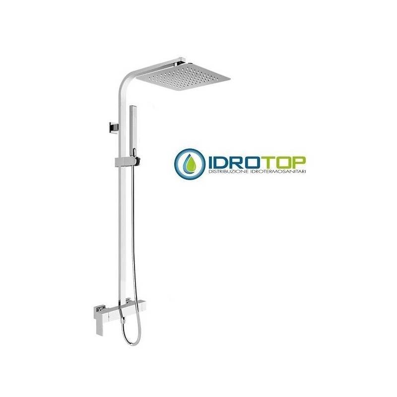 Colonna Doccia Soffione 30x30cm e Doccetta Flat e miscelatore SQUARE Cromata Ponsi 