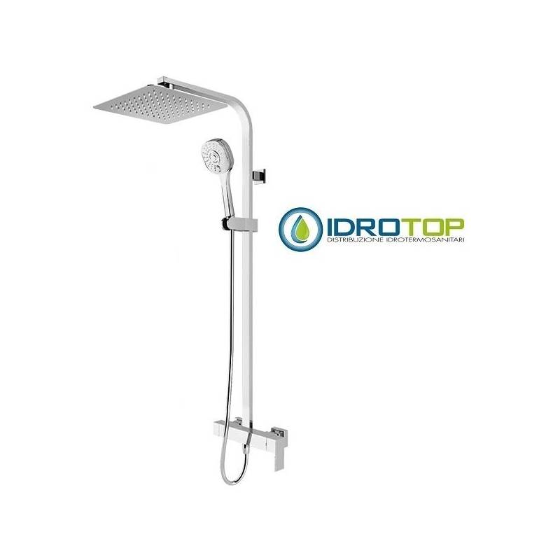 Colonna Doccia Soffione 20x20cm e Doccetta Quadro 2F e miscelatore SQUARE Cromata Ponsi 
