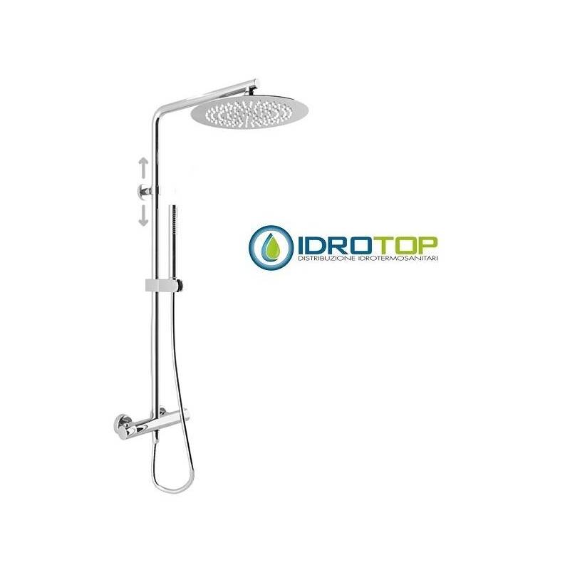 Colonna Doccia Termostatica Soffione 20X20cm Doccetta Stick ROUND Cromata  Ponsi 