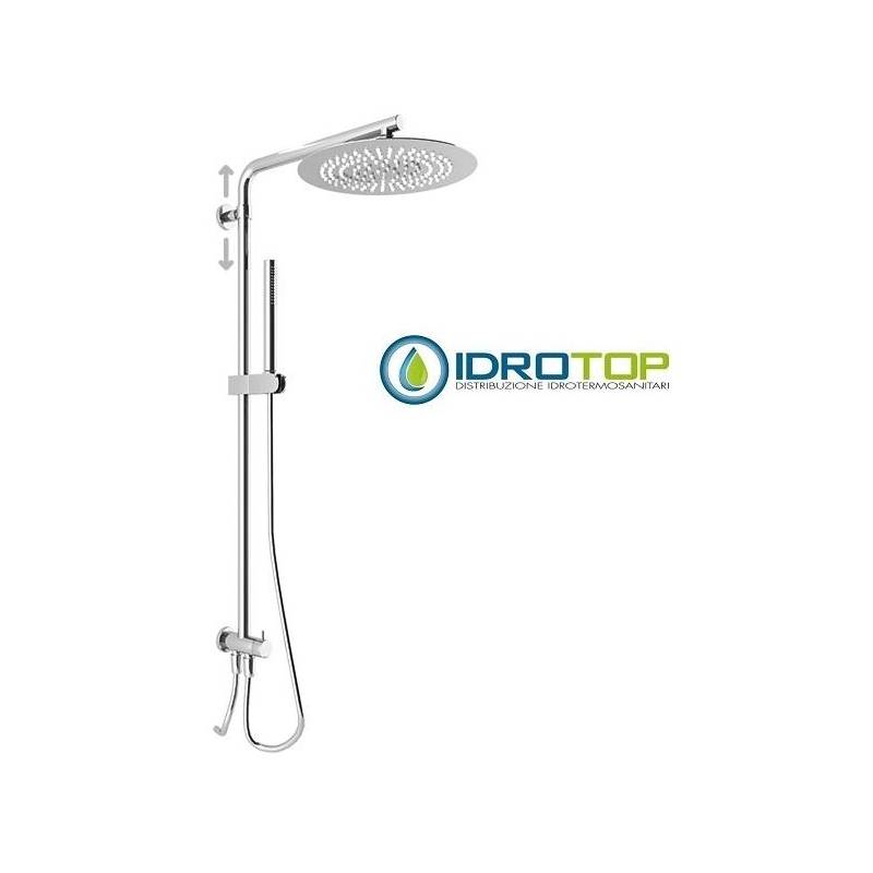 Colonna Doccia Concept 2 Soffione 20X20cm Doccetta Stick ROUND Cromata  Ponsi 