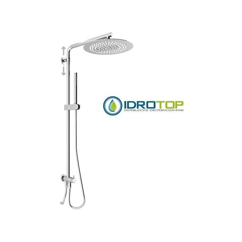 Colonna Doccia Concept 2 Soffione 30X30cm Doccetta Stick ROUND Cromata  Ponsi 