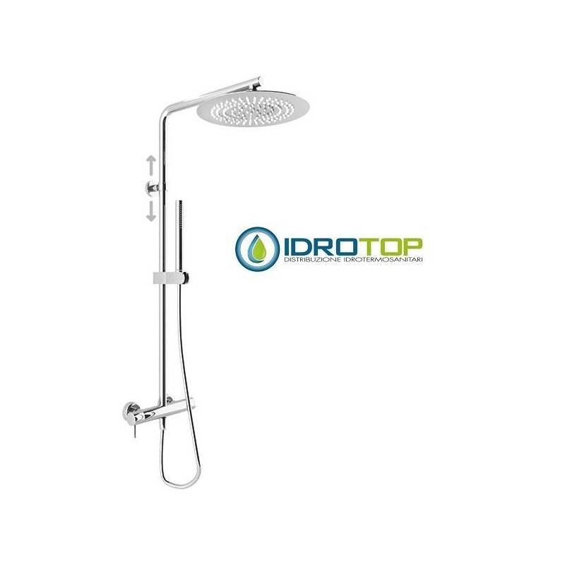 Colonna Doccia Mix Soffione 20X20cm Doccetta Stick  ROUND Cromata  Ponsi 