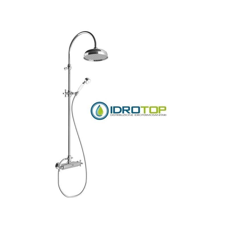Colonna Doccia Soffione 20cm e Rubinetto Termostatico CLASSIC Ottone lucido naturale Ponsi 