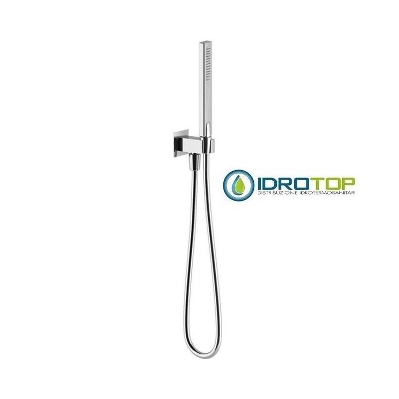 Supporto Doccia FLAT Rettangolare in Ottone con flessibile Cromato Ponsi 