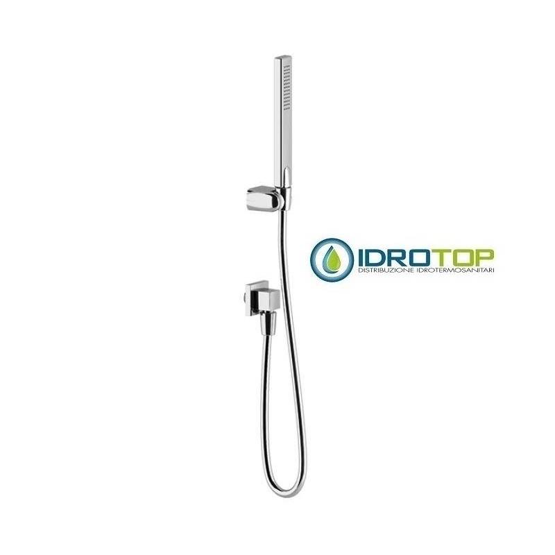Presa d'Acqua Doccia FLAT Rettangolare in Ottone con flessibile Cromato Ponsi 