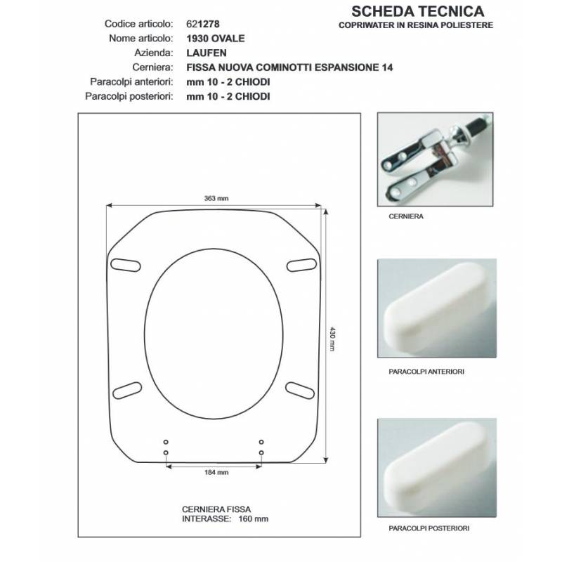 Copriwater 1930 OVALE Bianco Cerniera Cromo-Duravit 