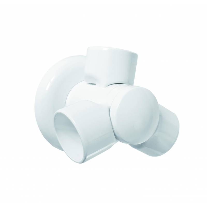 Snodo Multifunzionale in ABS completo di piastra di fissaggio e ghiera coprivite BIANCO K design 