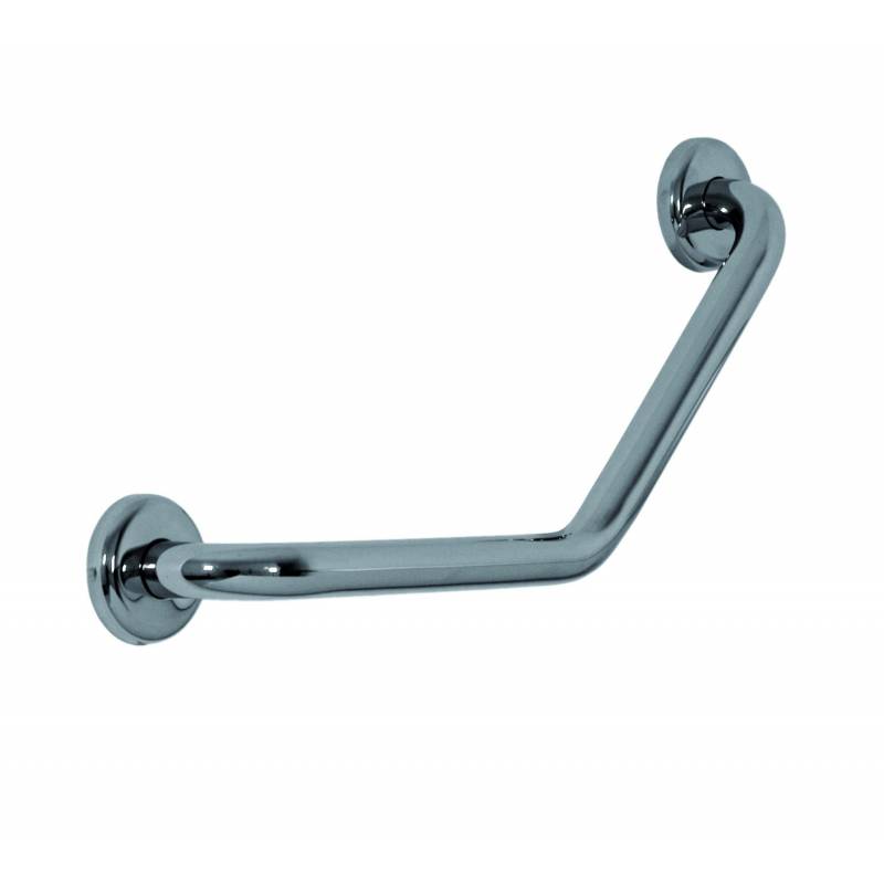 Corrimano Angolare a 45' in acciaio INOX lucido completo di piastre di fissaggio in acciaio inox INOX K design 
