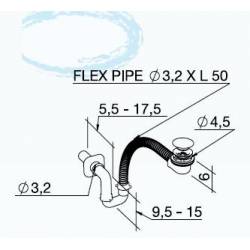 Scarico Flessibile regolabile in altezza con piletta,tubo flessibile in PVC,sifone e raccordo BIANCO K design 