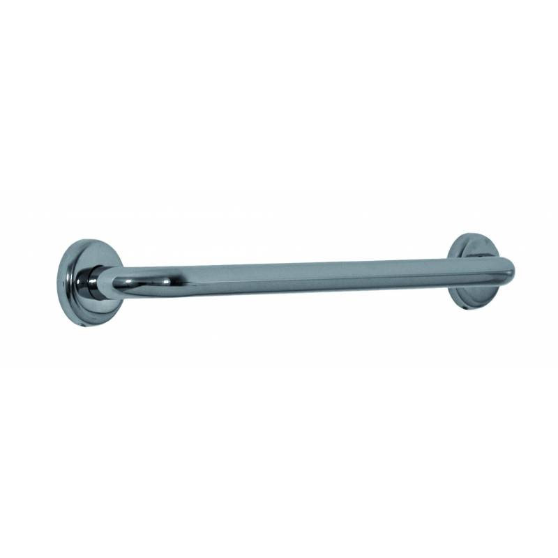 Corrimano Lineare in acciaio INOX lucido completo di piastre di fissaggio in acciaio inox e ghiere coprivite INOX K design 