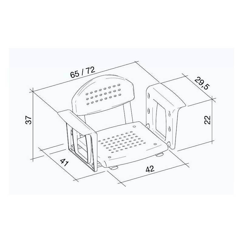 Sedile disabili da VASCA regolabile,con schienale regolabile BIANCO K design 
