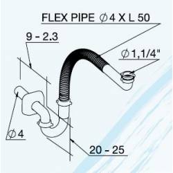 Scarico Flessibile regolabile in altezza composto da sifone in polipropilene,tubo flessibile in PVC e gomito BIANCO K design 