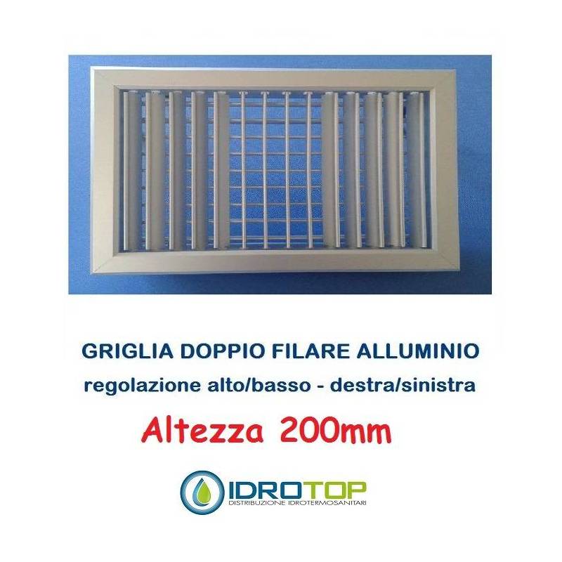 Bocchette Griglie altezza 200mm in alluminio con Alette orientabili Singolarmente