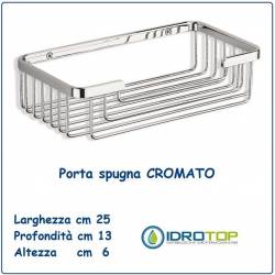 Portaspugna-Portasapone per Doccia 25x13 Rettangolare Cromato Ibb GH77 