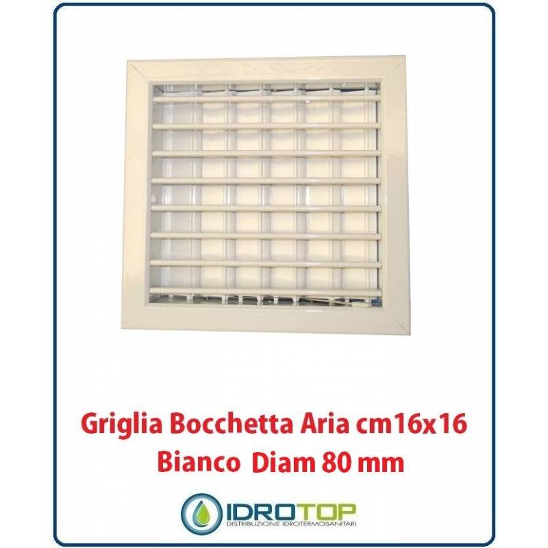 Griglia Bocchetta DIam. 80mm Bianco16x16cm con Adattatore per Camino