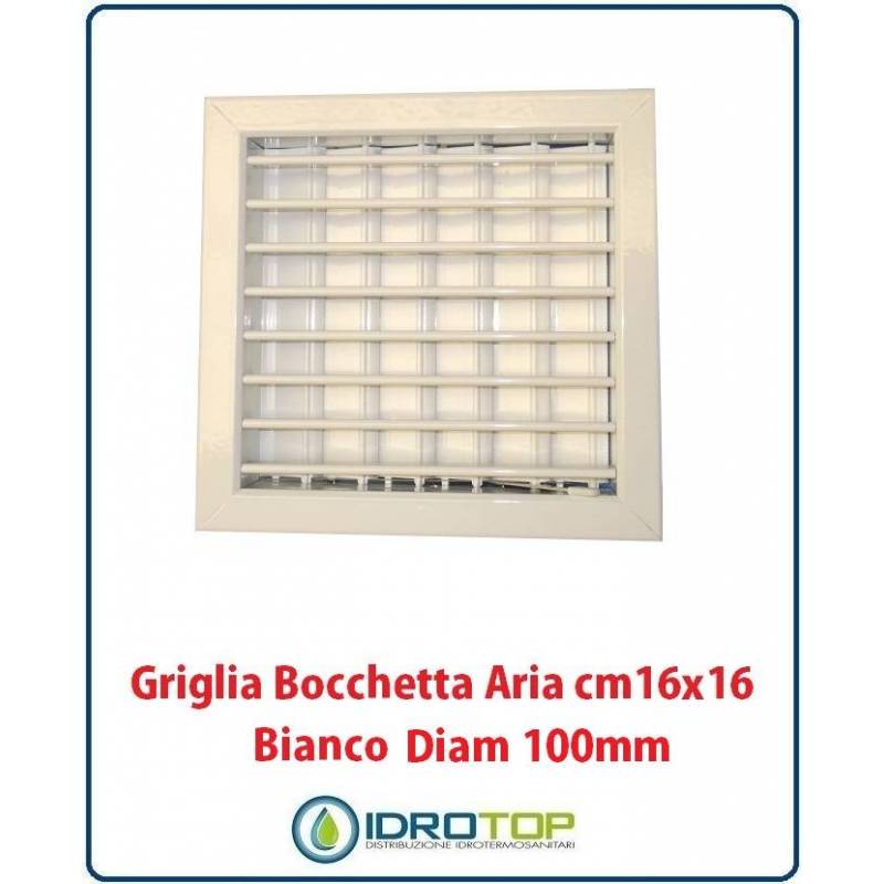 Griglia Bocchetta DIam. 100mm Bianco16x16cm con Adattatore per Camino
