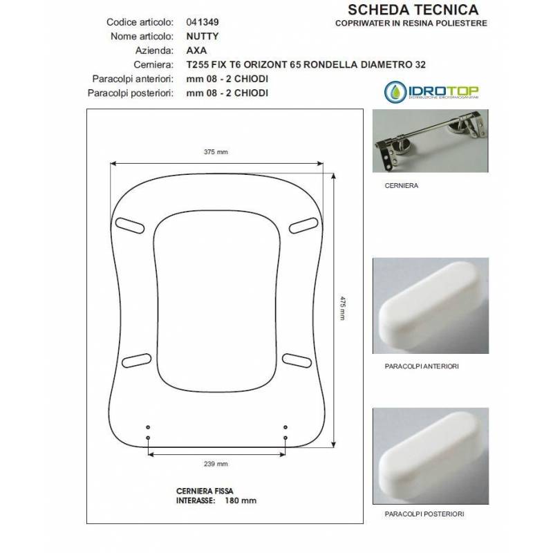 Copriwater NUTTY AXA Bianco Cerniera Rallentata Soft Close Cromo