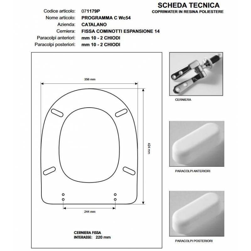Copriwater Catalano PROGR.C WC.52 BIANCO Cromo-Sedile-Asse Wc