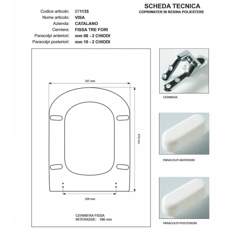 Copriwater Catalano VISA CHAMPAGNE  Cromo-Sedile-Asse Wc Cerniera Rallentata Soft Close
