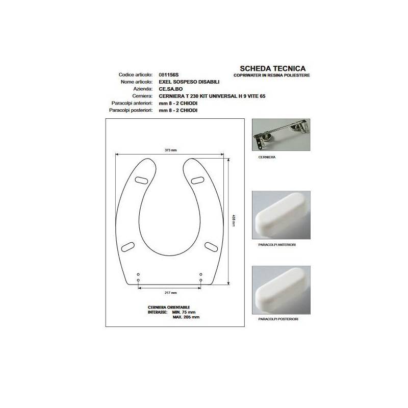 Copriwater EXCEL SOSPESA Cesabo Bianco con cerniera Rallentata Soft Close Cromo