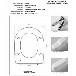 Copriwater Cesame SINTESI BIANCO Cerniera Rallentata Soft Close Oro-Sedile-Asse Wc