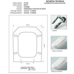 Copriwater Cesame DECO' BIANCO Cerniera Rallentata Soft Close Oro-Sedile-Asse Wc
