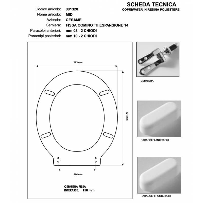 Copriwater Cesame  MID CHAMPAGNE Cerniera Rallentata Soft Close Cromo-Sedile-Asse Wc