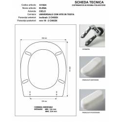 Copriwater Cielo ELENA CHAMPAGNE Cerniera Rallentata Soft Close Cromo-Sedile-Asse Wc