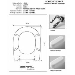 Copriwater Cielo ASTRA NOCE Cerniera Rallentata Soft Close Cromo-Sedile-Asse Wc