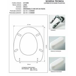 Copriwater Cielo LARA CHAMPAGNE Cerniera Rallentata Soft Close Cromo-Sedile-Asse Wc