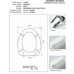 Copriwater Cielo INFANZIA BIANCO Cerniera Rallentata Soft Close Cromo-Sedile-Asse Wc