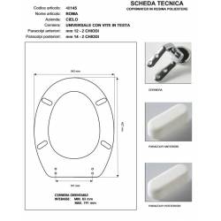 Copriwater Cielo ROMA BIANCO Cerniera Rallentata Soft Close Cromo-Sedile-Asse Wc