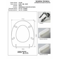 Copriwater Cielo EURO BIANCO Cerniera Rallentata Soft Close Cromo-Sedile-Asse Wc