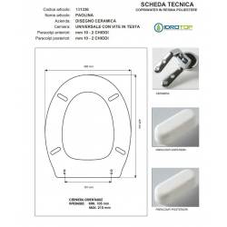 Copriwater PAOLINA Disegno Ceramica Champagne Cerniera Rallentata Soft Close Cromo