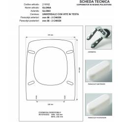 Copriwater Globo  GLORIA BIANCO  Cerniera Rallentata Soft Close Cromo-Sedile-Asse