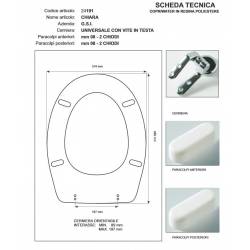 Copriwater G.S.I CHIARA BIANCO Cerniera Rallentata Soft Close cromo-Sedile-Asse Wc