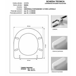 Copriwater G.S.I DIANA BIANCO Cerniera Rallentata Soft Close cromo-Sedile-Asse Wc